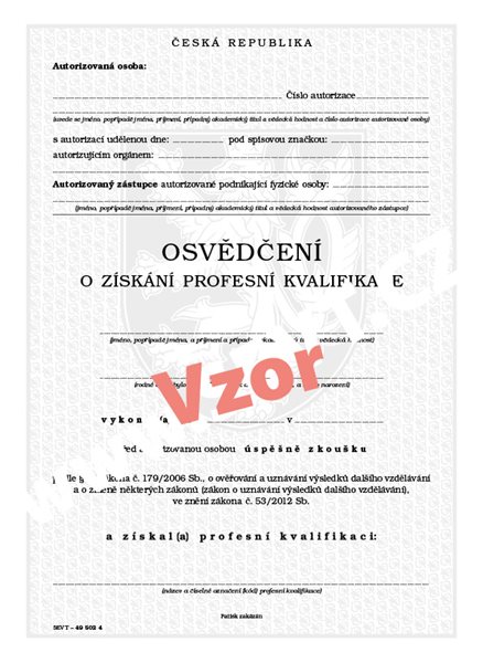 Osvědčení o získání profesní kvalifikace (fyzické osoby)