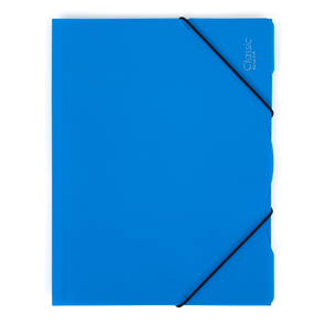 Desky s gumou A4 3 klopy neprůhledný PP - modrá/azur
