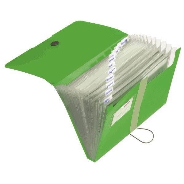 Levně Herlitz Spisové desky A4 PP organizační, 12 přihrádek - zelené