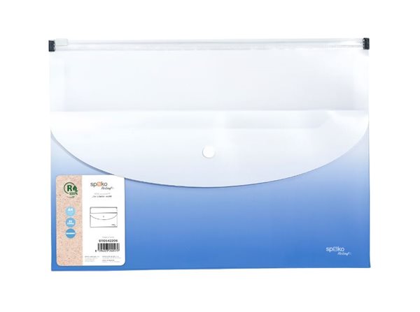 Obálka se zipem Spoko ReLeaf A4 + kapsa s drukem PP Gradient - modrá