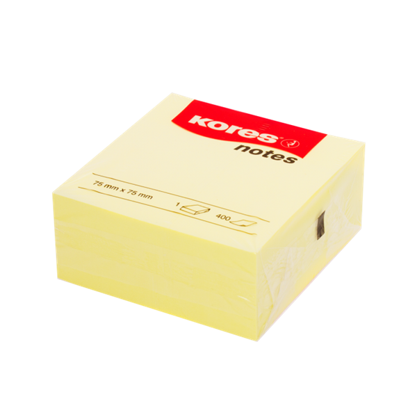 Kores Samolepicí bloček CUBO 75 × 75 mm 400 lístků - žlutý