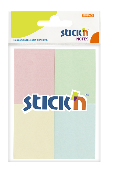 Samolepicí bločky Stick'n 38 × 51 mm, 4 × 50 lístků, pastelové barvy