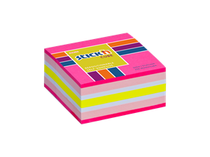 Samolepicí kostka Stick'n 51 × 51 mm, 250 lístků, mix neonových barev růžová