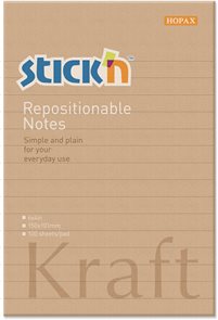 Samolepicí blok Stick'n Kraft 150 × 101 mm, 100 lístků, hnědý, linkovaný