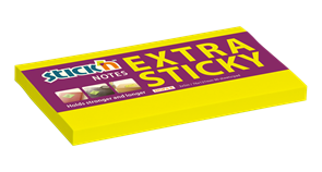 Samolepicí bloček Stick'n Extra Sticky 76 × 127 mm, 90 lístků, neonově žlutý