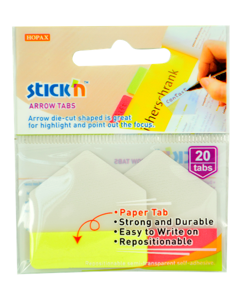 Plastové samolepicí záložky Stick'n šipky 38 × 38 mm, 2 × 10 ks, žluté a červené