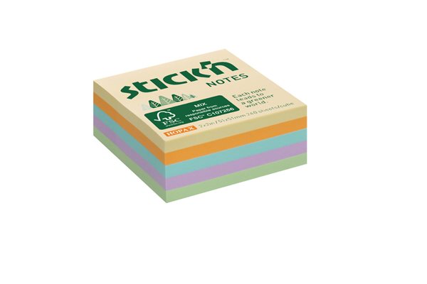 Levně Samolepicí kostka Stick'n FSC 51 × 51 mm, 240 lístků, luční mix pastelových barev, Sleva 10%
