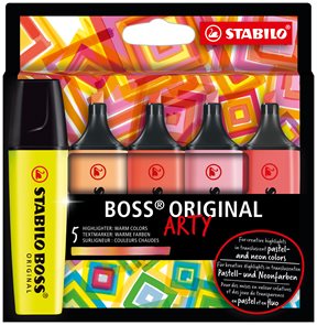 STABILO BOSS ORIGINAL Zvýrazňovač ARTY - sada 5 barev, teplé odstíny