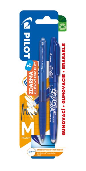 Pilot FriXion Ball Roller 0,7 mm, modrý + Pilot Super Grip-G KP stiskací ZDARMA