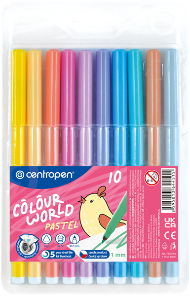 Centropen Popisovač COLOUR WORLD 7550 trojboký - sada 10 pastelových barev, Sleva 6%