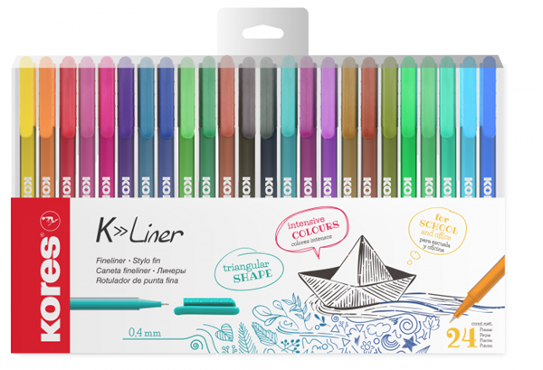 Levně Kores K-Liner 0,4 mm - sada 24 barev