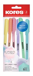 Kores Kuličkové pero K0 Pen pastel 1 mm - sada 6 pastelových barev