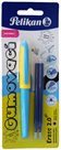 Pelikan Gumovací pero ergonomické, 0,7 mm, žluto-modré, 1 ks + 2 náplně