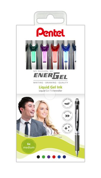 Levně Pentel EnerGel BL77 Gelový roller 0,7 mm - sada 6 barev