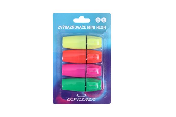 Levně Zvýrazňovač CONCORDE Mini Neon - sada 4 barev, Sleva 9%