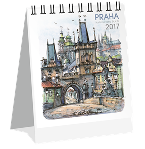 Kalendář stolní 2017 - Praha akvarel micro