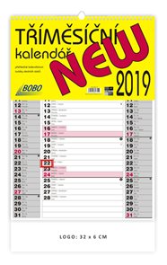 BOBO Kalendář nástěnný 2019 tříměsíční New