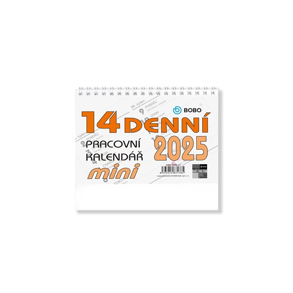 BOBO Kalendář stolní 2025 pracovní MINI, 14denní, řádkový