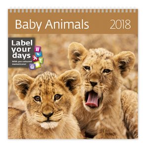 Kalendář nástěnný 2018 Label your days - Baby Animals