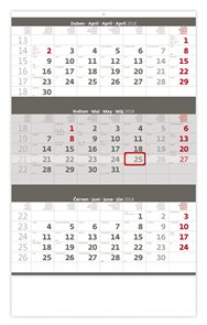 Kalendář nástěnný 2018 - Tříměsíční šedý