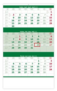 Kalendář nástěnný 2018 - Tříměsíční zelený