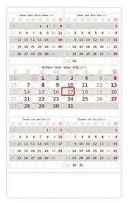 Kalendář nástěnný 2018 - Pětiměsíční šedý