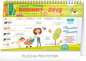 Rodinný plánovací kalendář 2018 s háčkem 30 x 21 cm