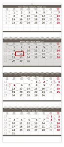 Kalendář nástěnný 2021 - Čtyřměsíční skládaný šedý