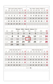 Kalendář nástěnný 2021 - Pětiměsíční šedý