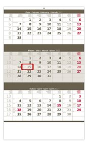 Kalendář nástěnný 2022 - Tříměsíční šedý