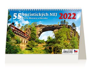 Kalendář stolní 2022 - 55 turistických nej Čech, Moravy a Slezska