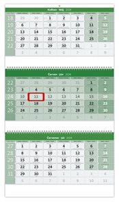 Kalendář nástěnný 2024 - Tříměsíční GREEN/Trojmesačný GREEN