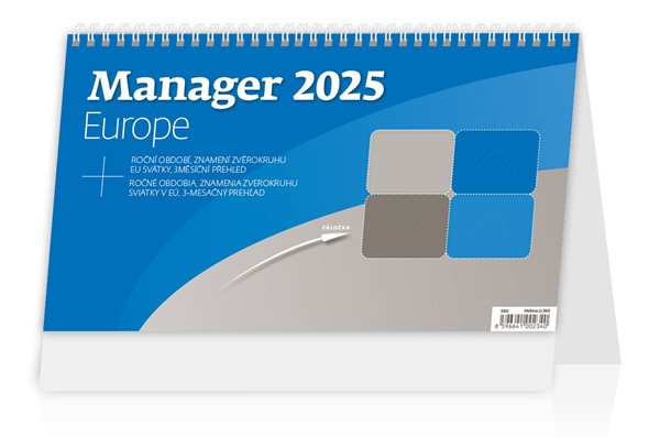 Kalendář stolní 2025 - Manager Europe - 30,1 x 18 cm