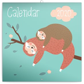 Nástěnný poznámkový kalendář 2020, 30 × 30 cm - Šťastní lenochodi