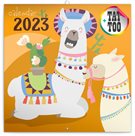 Kalendář nástěnný 2023 poznámkový, 30 × 30 cm - Šťastné lamy