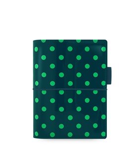 Filofax Kroužkový diář 2021 Domino Patent kapesní - tm.zelený s tečkami
