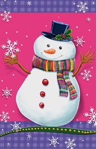 Stil Vánoční sáček s křížovým dnem 24,5 × 38 cm - Sněhulák, růžová s vločkami