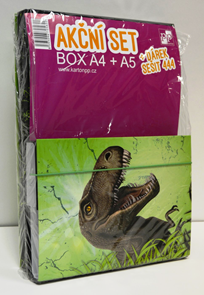 Karton PP SET BOX A4+A5 T-Rex + dárek sešit 444