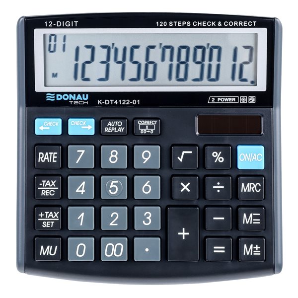 kancelářská kalkulačka Donau TECH 4122, 12místná - černá, Sleva 76%