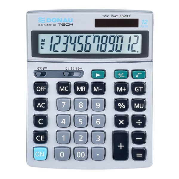 kancelářská kalkulačka Donau TECH 4129, 12místná - stříbrná, Sleva 100%