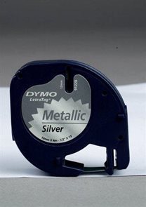 Páska DYMO Letratag 12 mm × 4 m, stříbrná, plast