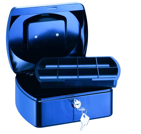 Levně RON Kovová pokladna 15,5 × 12 × 8 cm - modrá