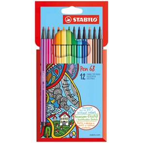 STABILO Pen 68 Vláknový fix - sada 12 barev