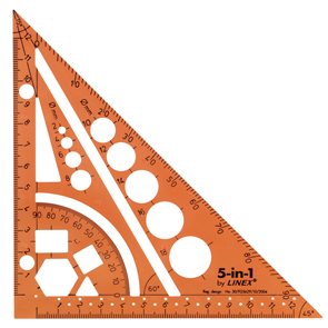 LINEX Multifunkční pravítko trojúhelník 5 v 1 - oranžová