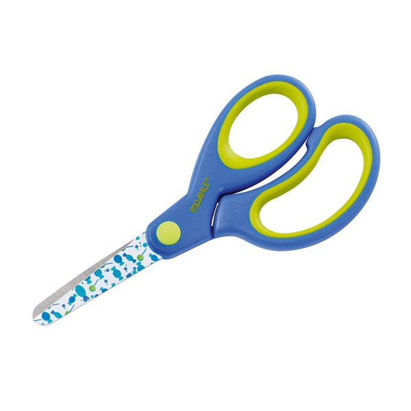 DAHLE Dětské nůžky s kulatou špičkou 13 cm, asymetrické - modré (lízátka)