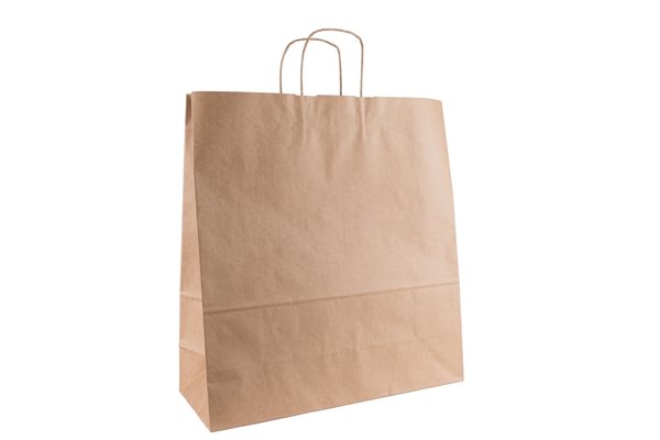 Levně Papírová taška s krouceným uchem 45 × 17 × 48 cm, 100 g - hnědá
