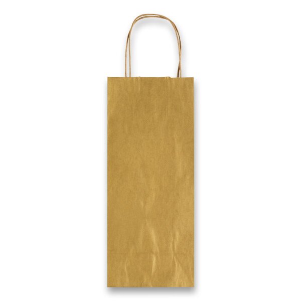 Dárková taška na láhev Allegra 14 × 39 × 8,5 cm, kraft - zlatá