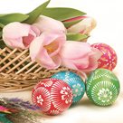 Stil Ubrousky 33 × 33 Velikonoce - Velikonoční vajíčka s tulipány