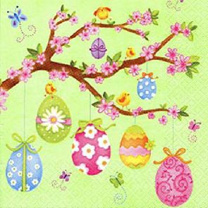 Stil Ubrousky 33 x 33 Velikonoce - Velikonoční vajíčka na větvičce
