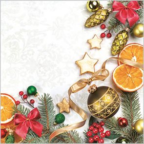 Stil Ubrousky 33 x 33 Vánoce - Dekorace s pomeranči